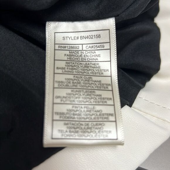 Steve Madden Helayna Faux Leather Silver/cream/black Moto jacket size small - Picture 11 of 12